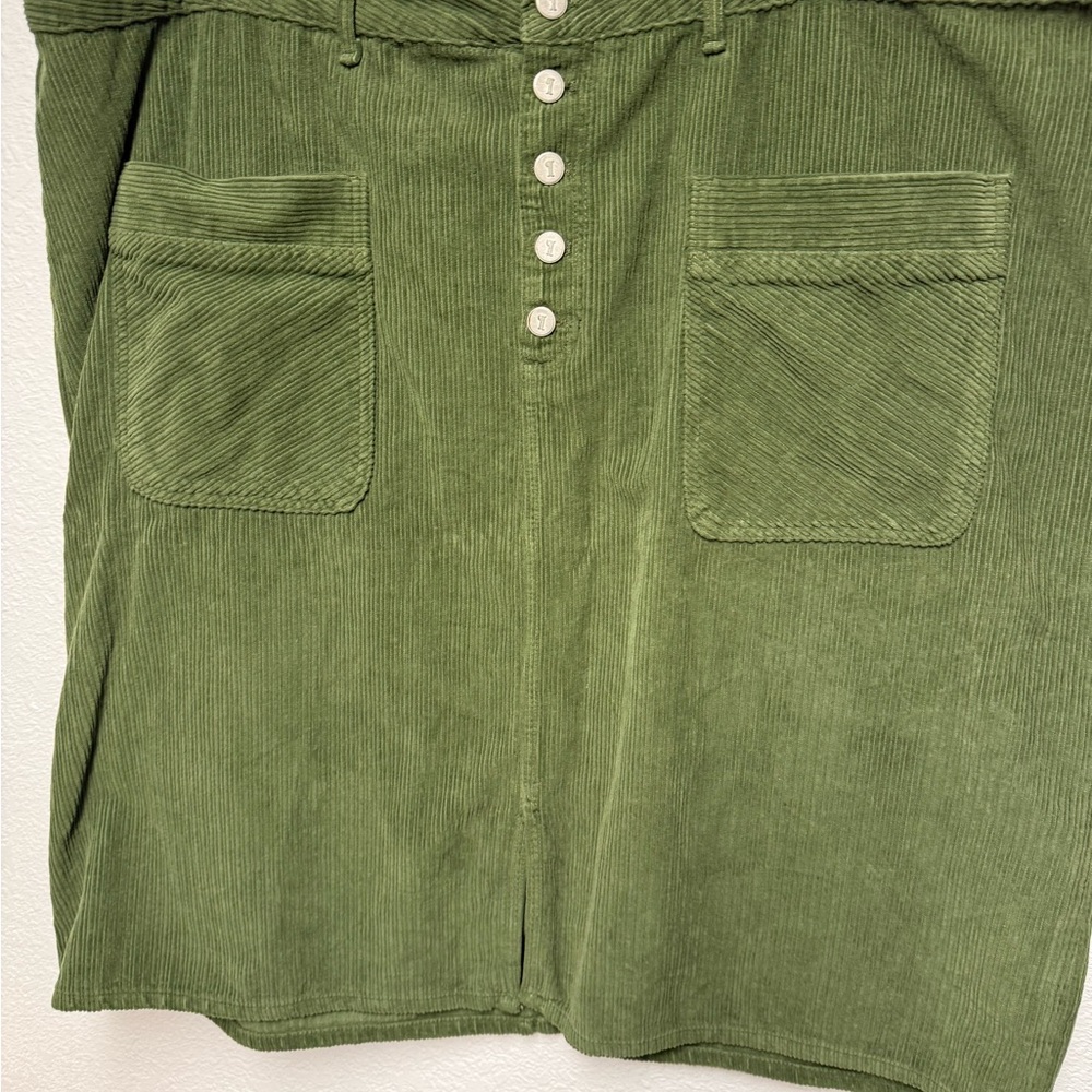 Pilcro Anthropologie Olive Corduroy Button Front Skirt Plus Size 26W - Picture 2 of 10